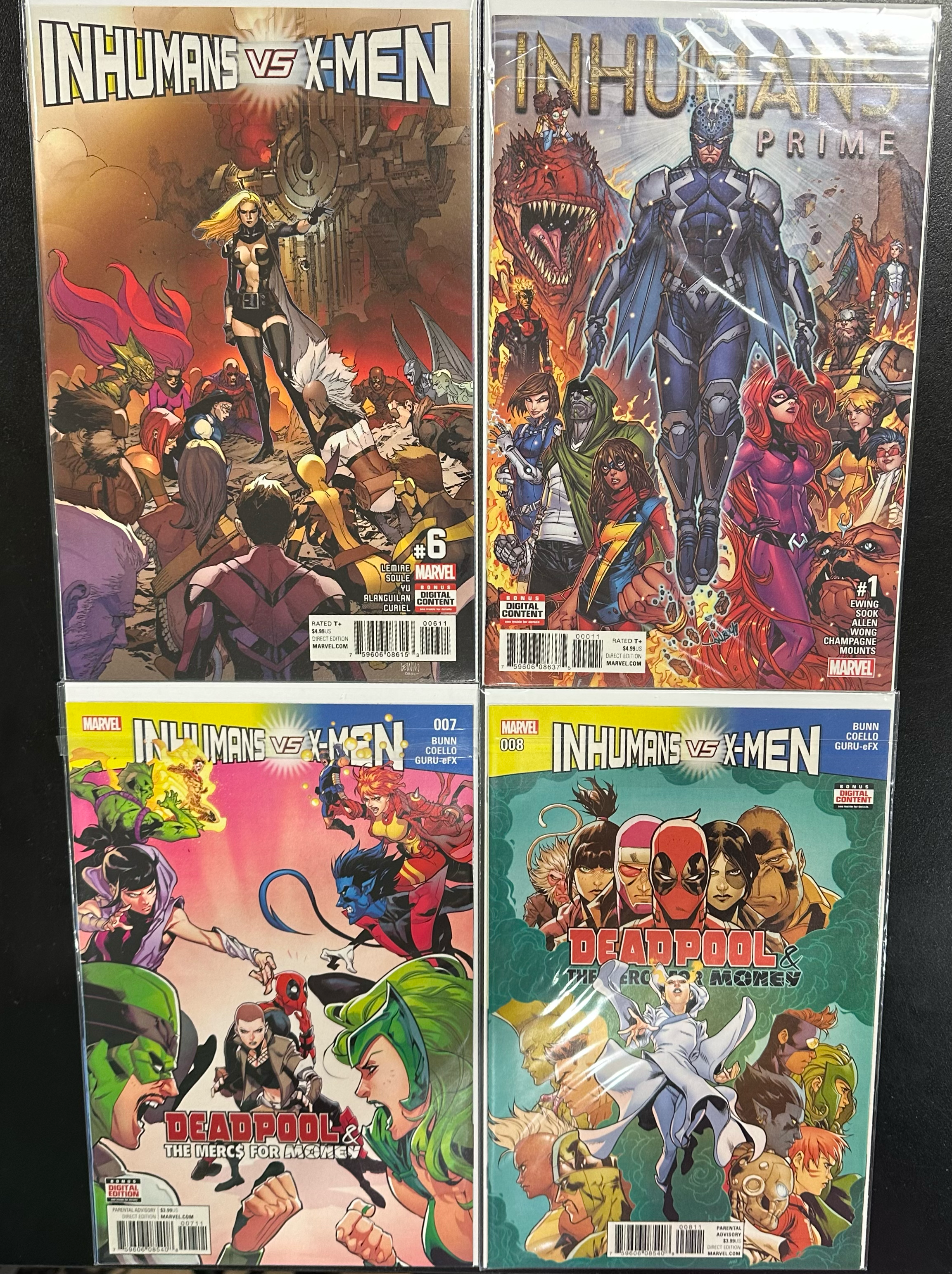 Comic Set - Inhumans Vs X-Men (Complete Series) + Inhumans Prime #1 + Deadpool & The Mercs For Money Tie-In's