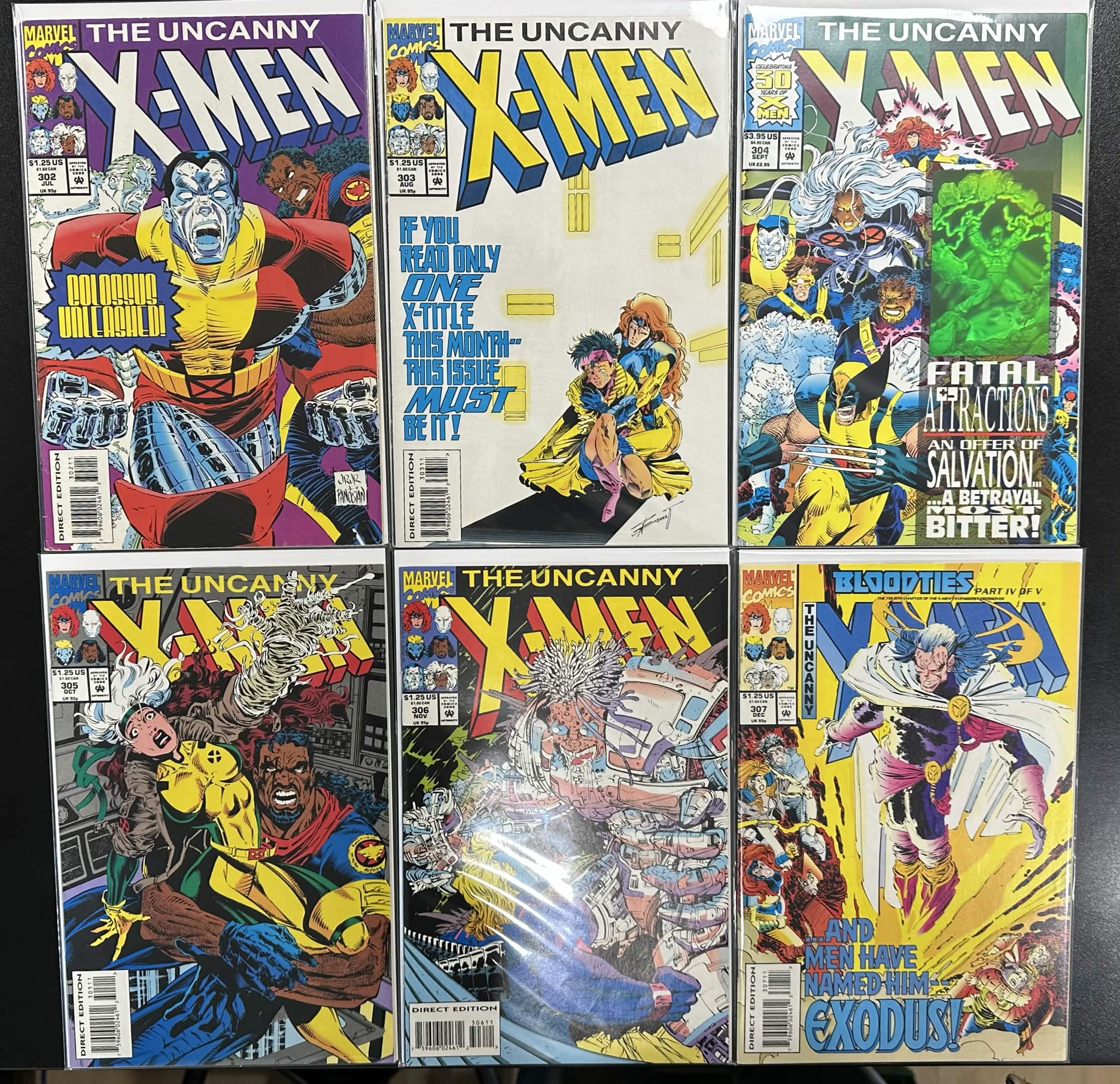 Comic Set - Uncanny X-Men #254, #282, #284, #294-351 (#310 Signed by Romita Jr.) + #-1 + '95 & '96 Annuals