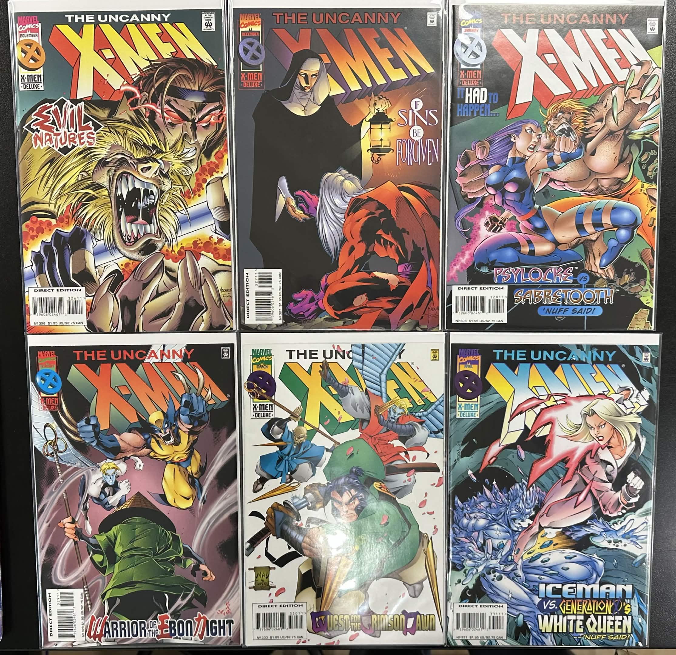 Comic Set - Uncanny X-Men #254, #282, #284, #294-351 (#310 Signed by Romita Jr.) + #-1 + '95 & '96 Annuals