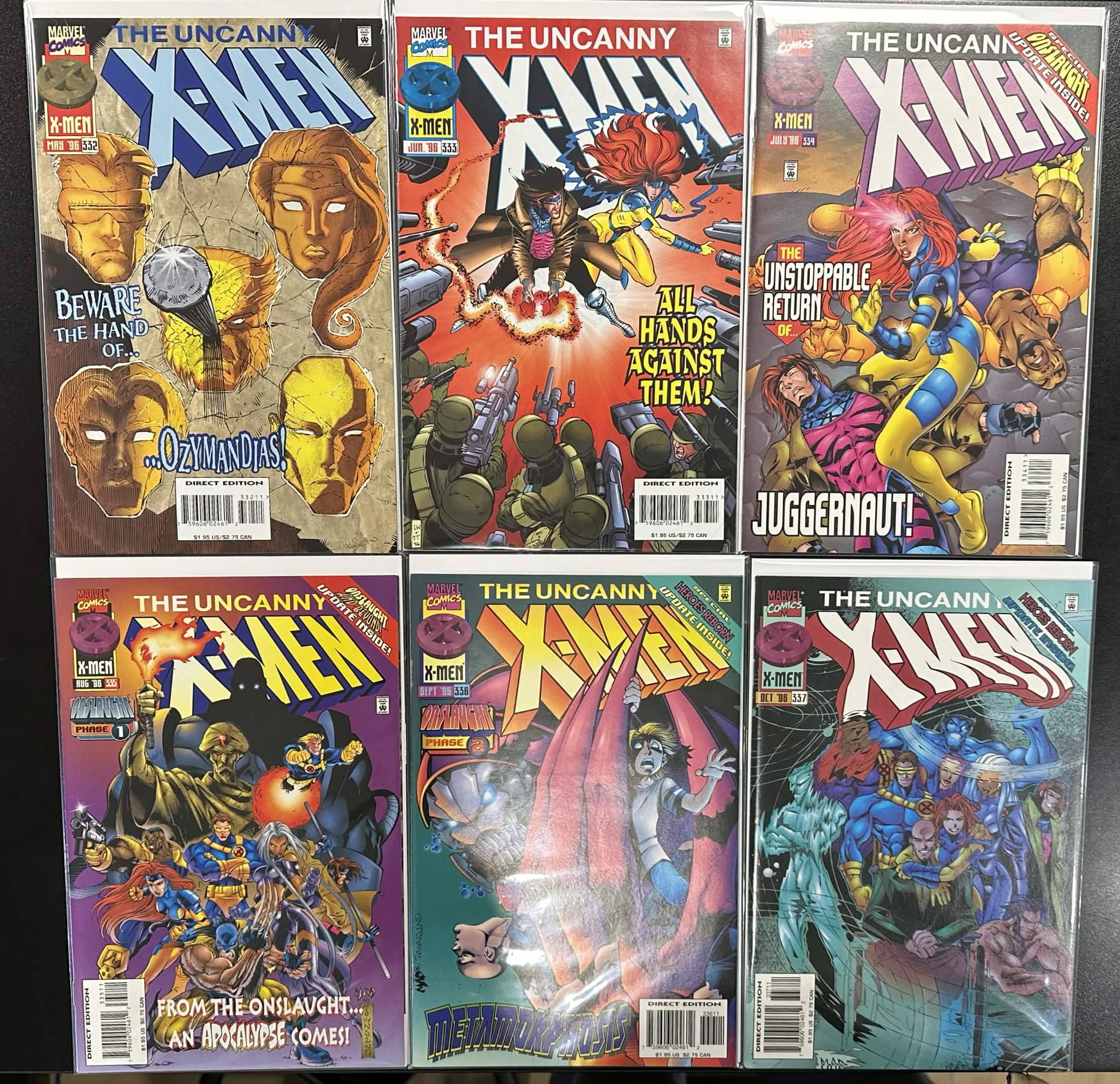 Comic Set - Uncanny X-Men #254, #282, #284, #294-351 (#310 Signed by Romita Jr.) + #-1 + '95 & '96 Annuals