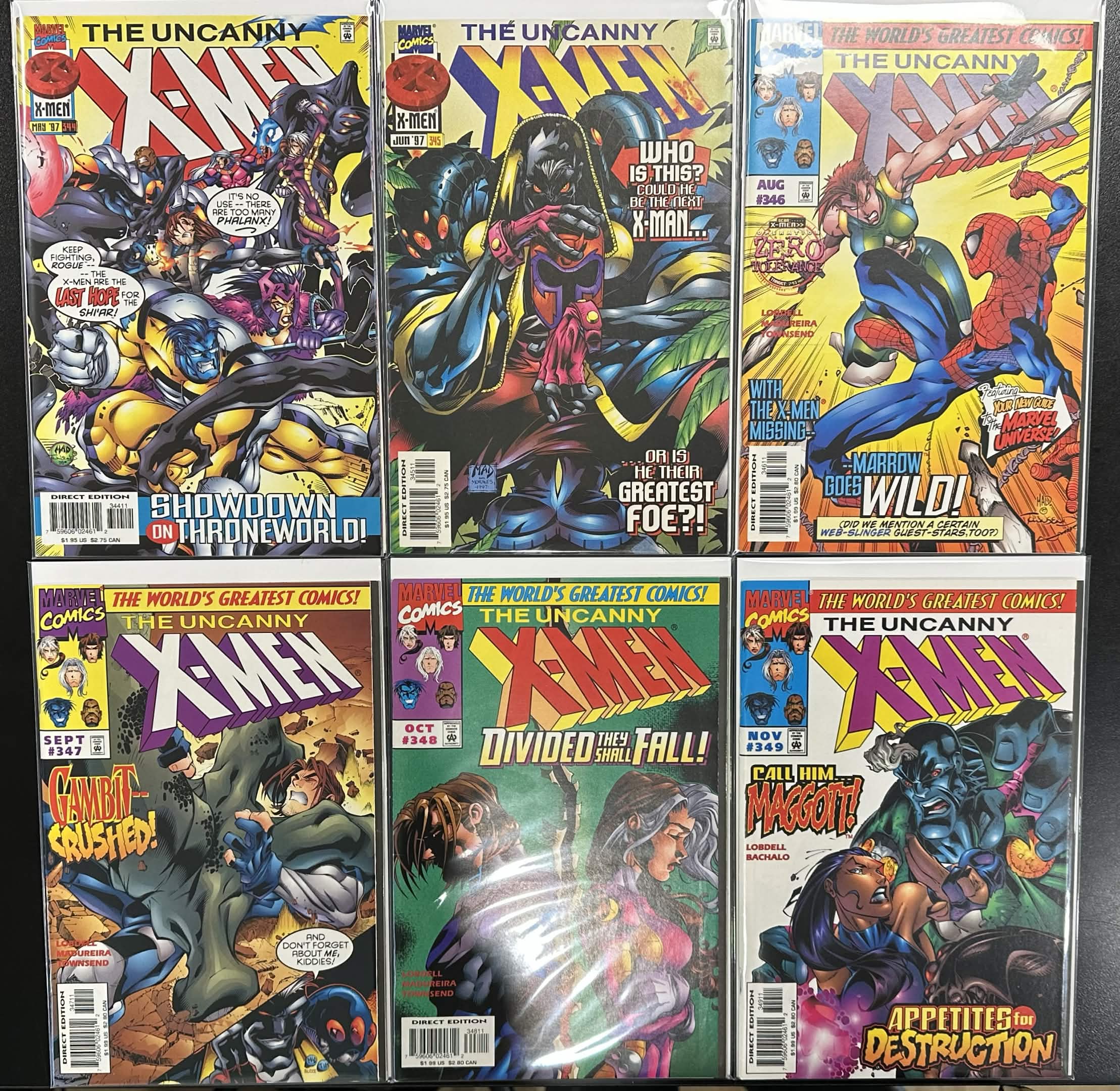 Comic Set - Uncanny X-Men #254, #282, #284, #294-351 (#310 Signed by Romita Jr.) + #-1 + '95 & '96 Annuals