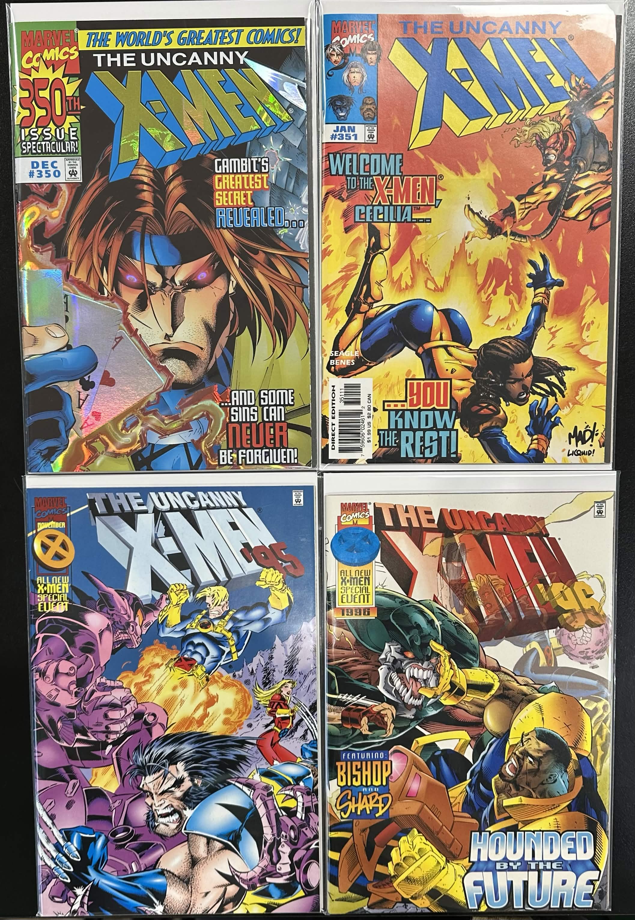 Comic Set - Uncanny X-Men #254, #282, #284, #294-351 (#310 Signed by Romita Jr.) + #-1 + '95 & '96 Annuals